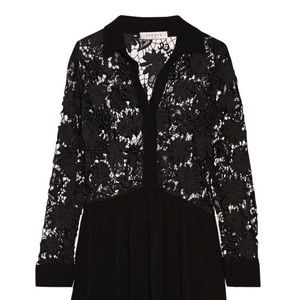 Sandro Roxane pleated lace and crepe dress